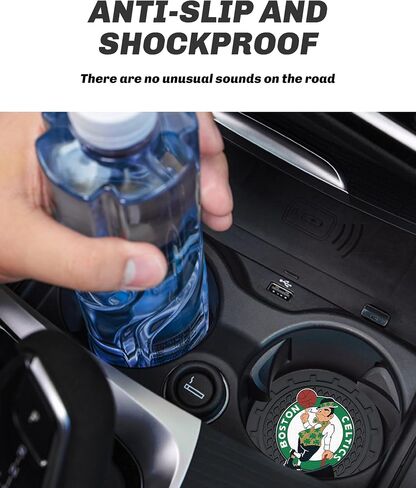 Celtics Car Cup Holder Coasters,Boston Celtics Car Cup Coasters for Cup Holder,2 Car Cup Holder Insert,Basketball Stuffs for Cars,Anti-Split Dust Proof Car Cup Mat,Silicon Car Coasters,2.75'' in Saudi Arabia