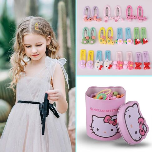60Pcs Girl Hair Clips Cartoon Hair Headwear Set Animal Small Snap Clips Barrettes Elastic Hair Ties Hair Bands Ropes in Saudi Arabia