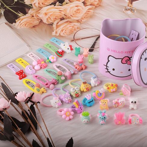 60Pcs Girl Hair Clips Cartoon Hair Headwear Set Animal Small Snap Clips Barrettes Elastic Hair Ties Hair Bands Ropes in Saudi Arabia