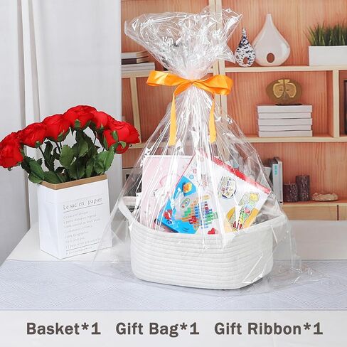 Gift Baskets Empty Basket for Gifting，Decorative Small Woven Basket with Gift Bags and Ribbons ，Empty for Baby Shower Birthday Engagement. in Saudi Arabia