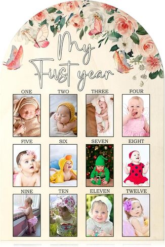 My First Year Photo Board Baby Duck, 12 Month Milestone Board Wood Picture Frame 1st Birthday Nursery Decoration Newborn Baby Keepsake Gift for Mom in Saudi Arabia