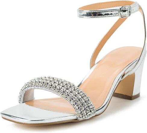 Rhinestone Top Black Silver Heels for Women Chunky Heels Dress Shoes, 2 inch Heels, zapatos De Mujer De Vestir Elegantes, Sandals in Saudi Arabia