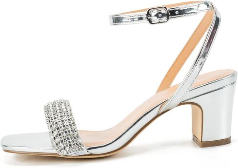 Rhinestone Top Black Silver Heels for Women Chunky Heels Dress Shoes, 2 inch Heels, zapatos De Mujer De Vestir Elegantes, Sandals in Saudi Arabia