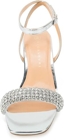 Rhinestone Top Black Silver Heels for Women Chunky Heels Dress Shoes, 2 inch Heels, zapatos De Mujer De Vestir Elegantes, Sandals in Saudi Arabia