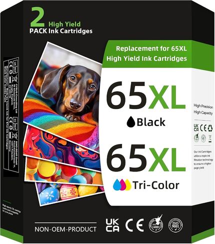 65XL Ink Cartridges Compatible for HP Ink 65 XL Black and Color Combo Pack Printer Ink 65XL for DeskJet 3755 3772 3700 3752 2600 2622 for Envy 5055 5000 5070 for AMP 100 120 130 Printer in Saudi Arabia