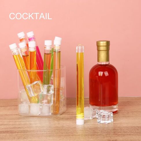 25 ml Test Tubes 48 Pack, Plastic Test Tubes with Caps, Clear Tubes with Lids, Small Test Tubes with Brushes & Stickers, Shot Tubes for Liquor, Lab, Storage (Height 160 mm, Diameter 16 mm) in Saudi Arabia