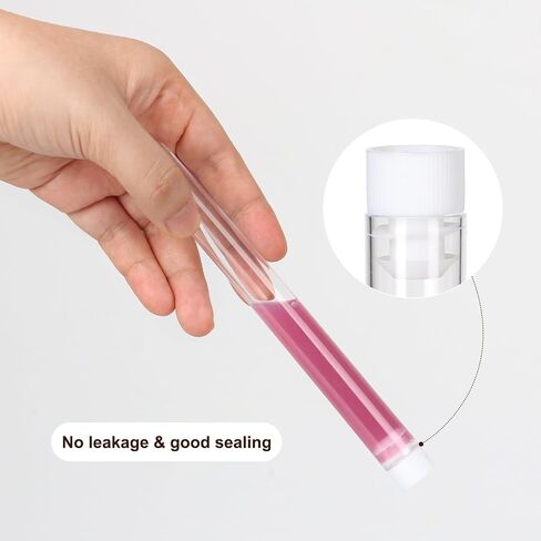 25 ml Test Tubes 48 Pack, Plastic Test Tubes with Caps, Clear Tubes with Lids, Small Test Tubes with Brushes & Stickers, Shot Tubes for Liquor, Lab, Storage (Height 160 mm, Diameter 16 mm) in Saudi Arabia