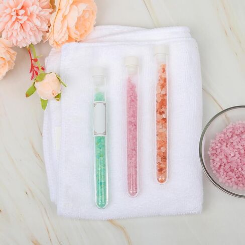 25 ml Test Tubes 48 Pack, Plastic Test Tubes with Caps, Clear Tubes with Lids, Small Test Tubes with Brushes & Stickers, Shot Tubes for Liquor, Lab, Storage (Height 160 mm, Diameter 16 mm) in Saudi Arabia