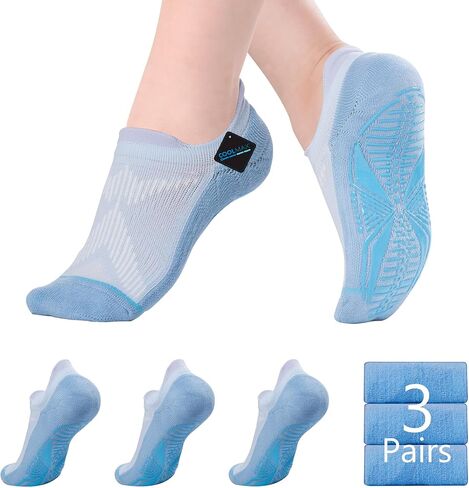 BRISIRA Bamboo Viscose Pilates Socks Compression Non Slip Cushioned Anti Blister Moisture Wicking Yoga Socks in Kuwait