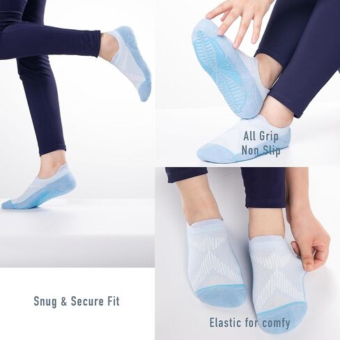 BRISIRA Bamboo Viscose Pilates Socks Compression Non Slip Cushioned Anti Blister Moisture Wicking Yoga Socks in Kuwait