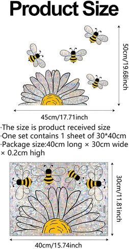 1 ورقة عباد الشمس نافذة يتمسك نافذة للنوافذ الزجاجية الربيع الصيف زهرة نافذة تتشبث PVC الألوان المائية النحل عباد الشمس نافذة الشارات عباد الشمس النحل نافذة ملصقات لمكتب متجر ديكورات المنزل in Kuwait