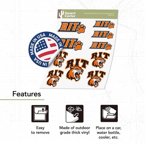 Rochester Institute of Technology Sticker RIT Tigers Stickers Vinyl Decals Laptop Water Bottle Car Scrapbook T1 (Type 1-1) in Saudi Arabia