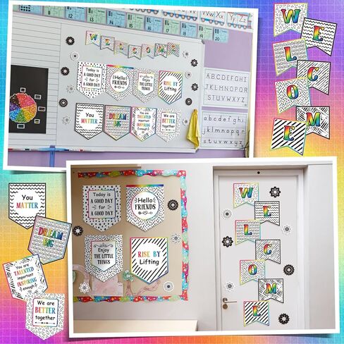 Outus 27 Pcs Black White Polka Dots Motivational Classroom Decorations Inspirational Bulletin Board Set Inspirational Quotes Posters Welcome Bulletin Board for Teacher Back to School Decor Supplies in Saudi Arabia