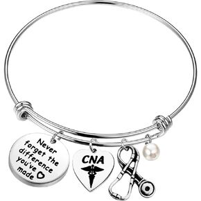 WSNANG CNA Bracelet Certified Nursing Assistant Gift Nursing School Graduation Gift Never Forget The Difference You've Made Bracelet