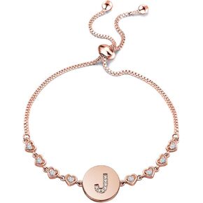TGBJE Initial Bracelet Rose Gold Letter Bracelet Adjustable Bracelet Gift for Women,Girl