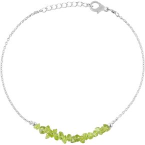 Natural Peridot Chips Bar Bracelet, Energy Healing Crystals, Birthstone, Gift for Her, Gemstone Jewelry 8 inch AA+ Quality