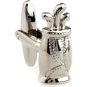Golf Bag and Clubs Pair Cufflinks in a Presentation Gift Box & Polishing Cloth