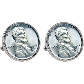 1943 Lincoln Steel Penny Bezel Coin Cuff Links | United States Coins | Men's Cufflinks | Minted Only One Year