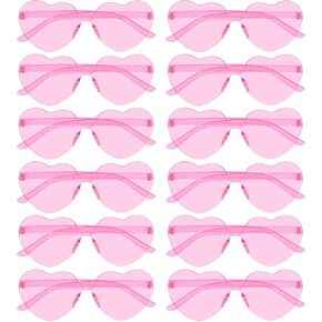 Bantoye 12 Pcs Heart Shaped Sunglasses Colorful Trendy Rimless Sunglass Candy Color Party Favors for Women, Multicolor 1