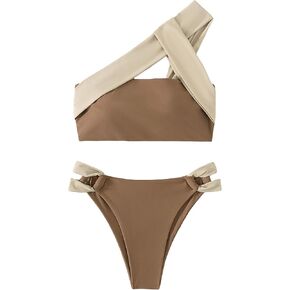 MakeMeChic Women's 2 Piece Bathing Suits One Shoulder Cut Out Bikini Set Swimsuit in Saudi Arabia