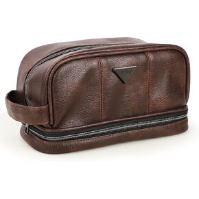 emissary Leather Men's Travel Toiletry Bag, Water Resistant Travel Bathroom Bag Men's Shaving Kit, Dopp Kit for Men, Travel Kit Small Bags for Men, Shaving Bag for Travel Accessories - Black