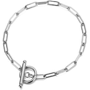 Stainless Steel OT Buckle Paperclip Link Chain Bracelet for Women Girls Popular Minimalist Jewelry