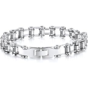 Ginger Lyne Collection Stainless Steel Bike Chain Bracelet Accents