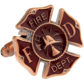 MRCUFF Fire Department Shield Emblem Cross FD Fireman Pair of Cufflinks in a Presentation Gift Box & Polishing Cloth
