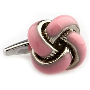 Knot Pink Bands Pair Cufflinks in a Presentation Gift Box & Polishing Cloth
