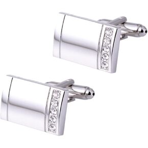 2 Pcs Cufflinks Men Diamond Cuff Stud Cufflinks Set Exquisite Shirt Knot Cufflinks for Man Suit Dress Shirt Valentines Festival Birthday Anniversary Graduation Gift Silver in Kuwait