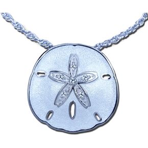 NAUTORA Sand Dollar Necklace Crafted in Sterling Silver with White Fine Enamel