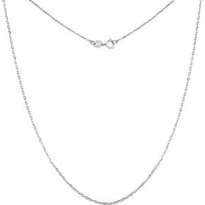 925 Sterling Silver Cable Chain For Women, White Gold Plated Necklace, Fine Cable Chain, 1.4mm, 16" To 24" Lengths