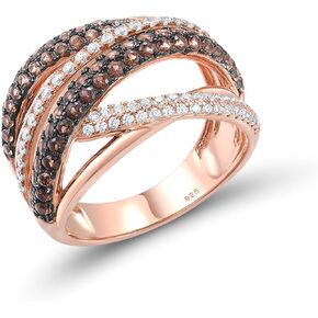 Santuzza 925 Sterling Silver Twisted Rose Gold Plated Ring for Women