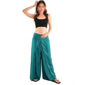 Orient Trail Womens Palazzo Slit Split Wide Leg Pants Casual Beach Boho Hippie Bohemian Pilate Flowy Wrap Plus Size 2-18