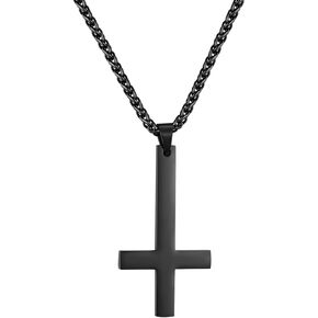 PROSTEEL Upside Down Cross Necklace, 316L Stainless Steel/925 Sterling Silver Inverted Cross Pendant, Satanic Jewelry for Women Men