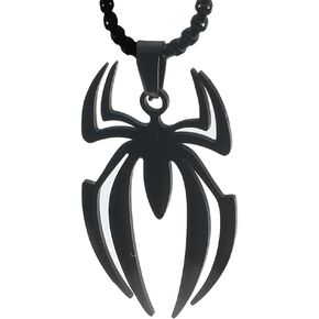 Spider Necklace For Men Pendant Black Silver Stainless Steel Gothic Vintage Cool Punk Unqiue Skull Head Spider Necklace For Men Son Boyfriend Husband Halloween Jewelry
