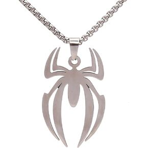 Spider Necklace For Men Pendant Black Silver Stainless Steel Gothic Vintage Cool Punk Unqiue Skull Head Spider Necklace For Men Son Boyfriend Husband Halloween Jewelry in Kuwait
