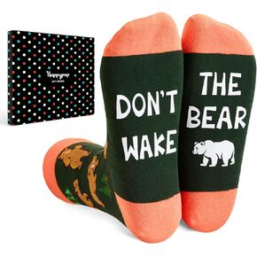 HAPPYPOP Funny Bear Gifts for Bear Lovers Bear Socks for Women Men, Funny Silly Gifts for Him Her Mom Dad