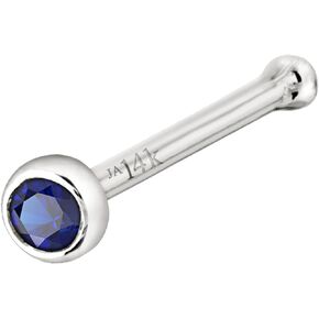 Jewelry Avalanche Solid 14K Gold Ball-end Stud Bezel Set Blue Sapphire 22G Nose Bone Nose Stud - 14K White Gold / 14K Yellow Gold September Birthstone Nose Ring Stud