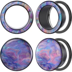 4PCS Stainless Steel Ear Gagues Illusionary texture Tunnels for Ear Screw Fit Expander Stretcher Piercings