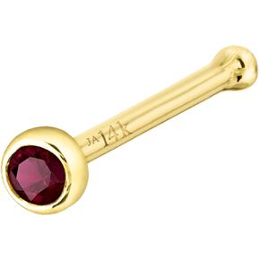 Jewelry Avalanche Solid 14K Gold Ball-end Stud Bezel Set Ruby 22G Nose Bone Nose Stud - 14K White Gold / 14K Yellow Gold July Birthstone Nose Ring Stud