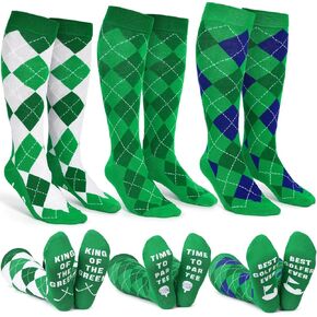 3 Pairs Knee High Argyle Golf Socks for Men Cotton Kit Socks Traditional Golf Socks for Tartan Trousers Golf Tournament Father's Day Gift in Kuwait