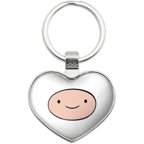 Adventure Time Finn Head Keychain Heart Love Metal Key Chain Ring