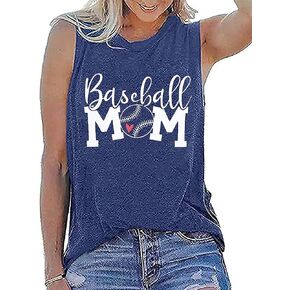 Baseball Mom Tank Tops Women Casual Sleeveless Tee Shirt Letter Print Summer Tops