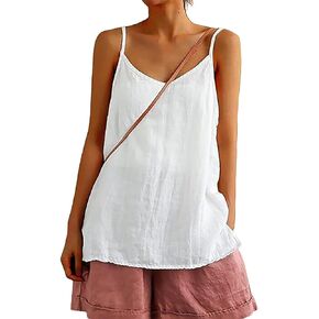 Womens Camisole Tank Tops Causal V-Neck Sleeveless Tops Summer Loose Fit Spaghetti Strap Cami Shirts