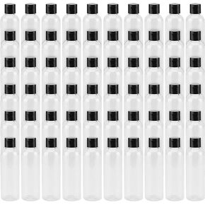 LEXININ 60 Pack 4 Oz Clear Plastic Bottles with Flip Caps, Plastic Travel Empty Bottles, Transparent Refillable Containers for Shampoo, Cream