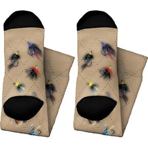 ThisWear Fishing Gifts Fly Fishing Socks Fishing Lure Socks Fisherwoman Fisherman Gifts Novelty Crew Socks