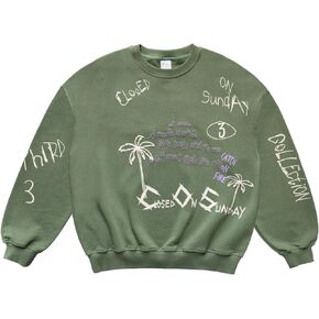 Arnodefrance Closed On Sunday Sweatshirts Street Essential Sweatshirt Foaming Letter Graphic Cotton Crewneck Pullover