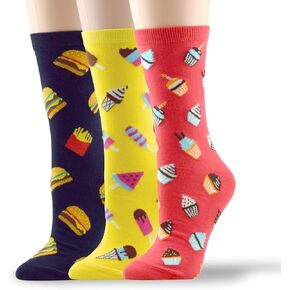 3 Pairs Women's Novelty Food Crew Socks