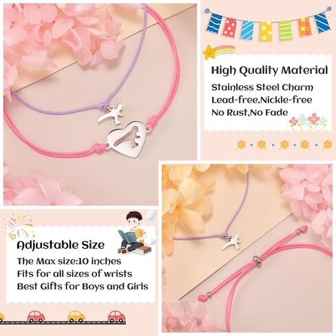 VU100 سوار العودة إلى المدرسة هدايا مطابقة الديناصور/سوار القلب سوار الأم والابنة في اليوم الأول من المدرسة هدية الأم وأنا أساور هدية القلق الانفصال للابن والبنات والأولاد والحفيدة in Kuwait